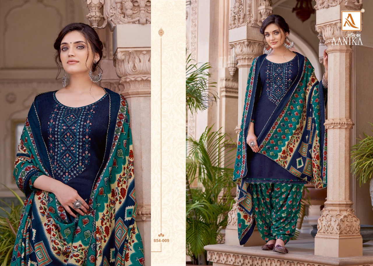 alok suit aanika  Pure Wool Pashmina Digital Style Patiyala Print salwar suit catalog