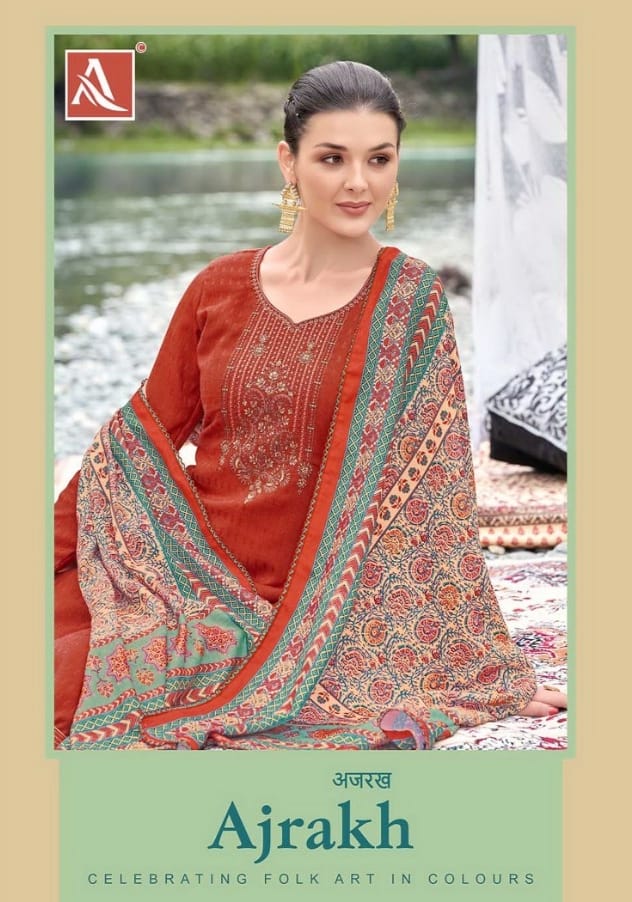 alok suit ajrak pashmina elegant slawar suit catalog