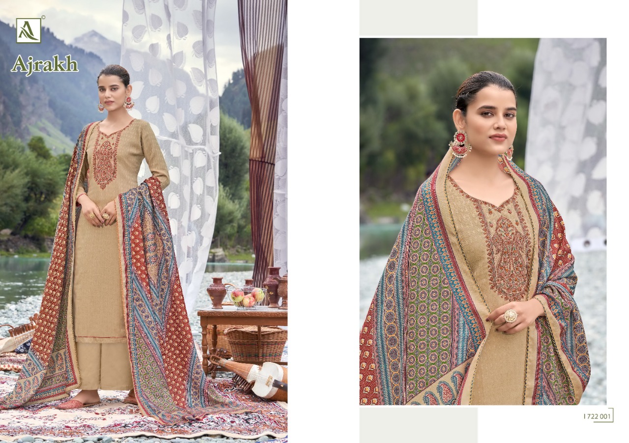 alok suit ajrak pashmina elegant slawar suit catalog