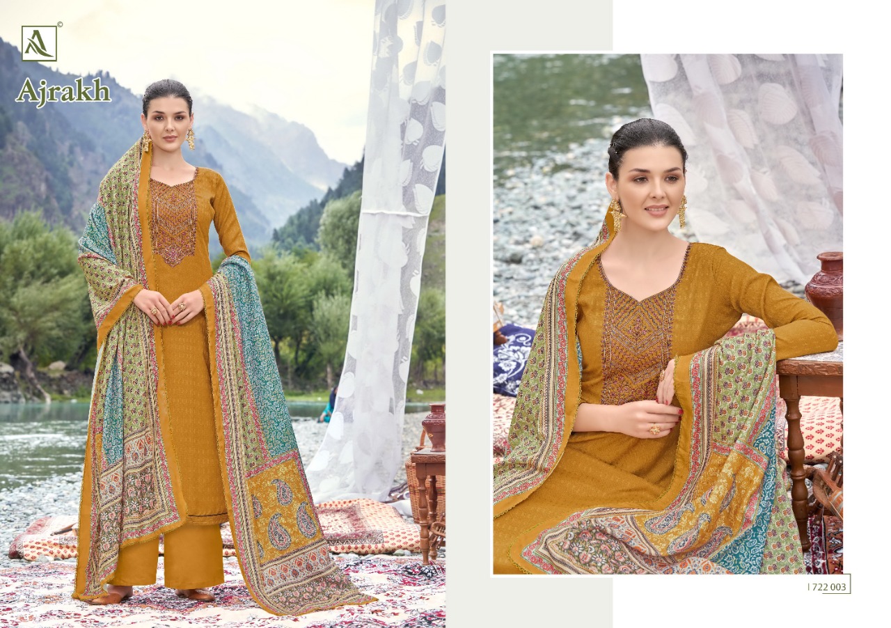 alok suit ajrak pashmina elegant slawar suit catalog