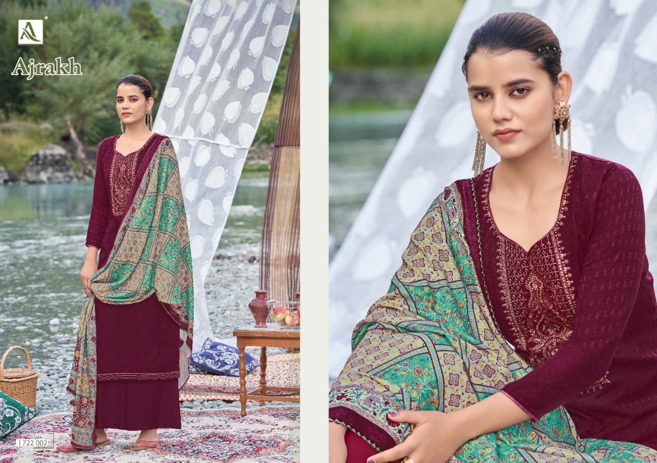 alok suit ajrak pashmina elegant slawar suit catalog