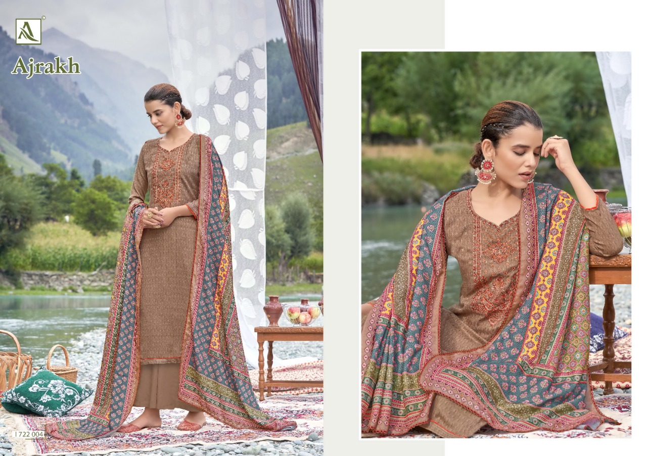 alok suit ajrak pashmina elegant slawar suit catalog