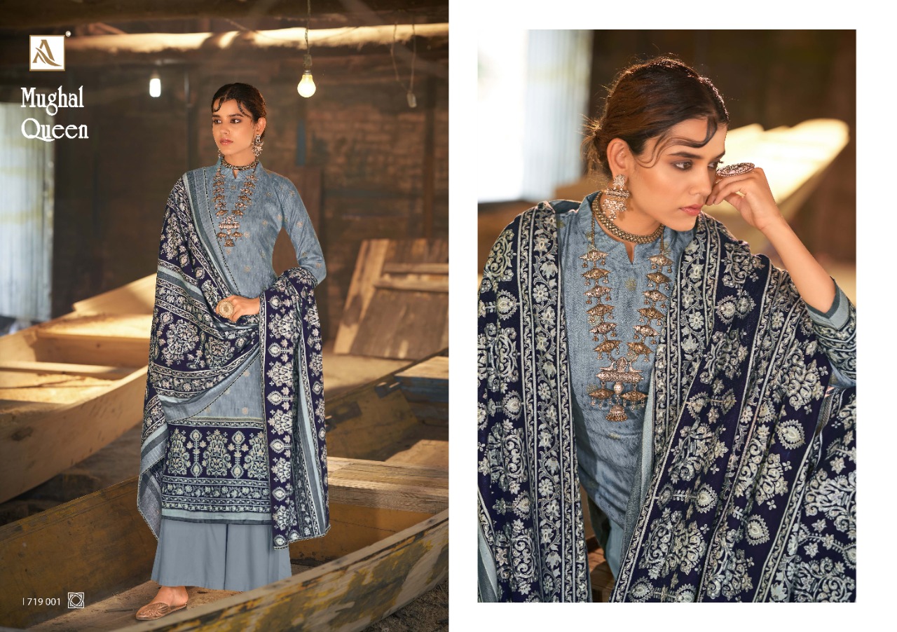 alok suit make in india mughal queen Pure Wool Pashmina attrective Digital Print salwar suit catalog