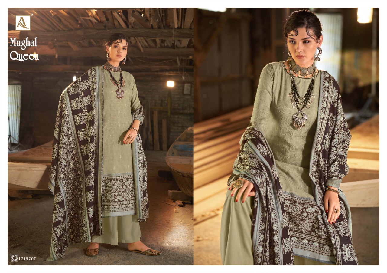 alok suit make in india mughal queen Pure Wool Pashmina attrective Digital Print salwar suit catalog