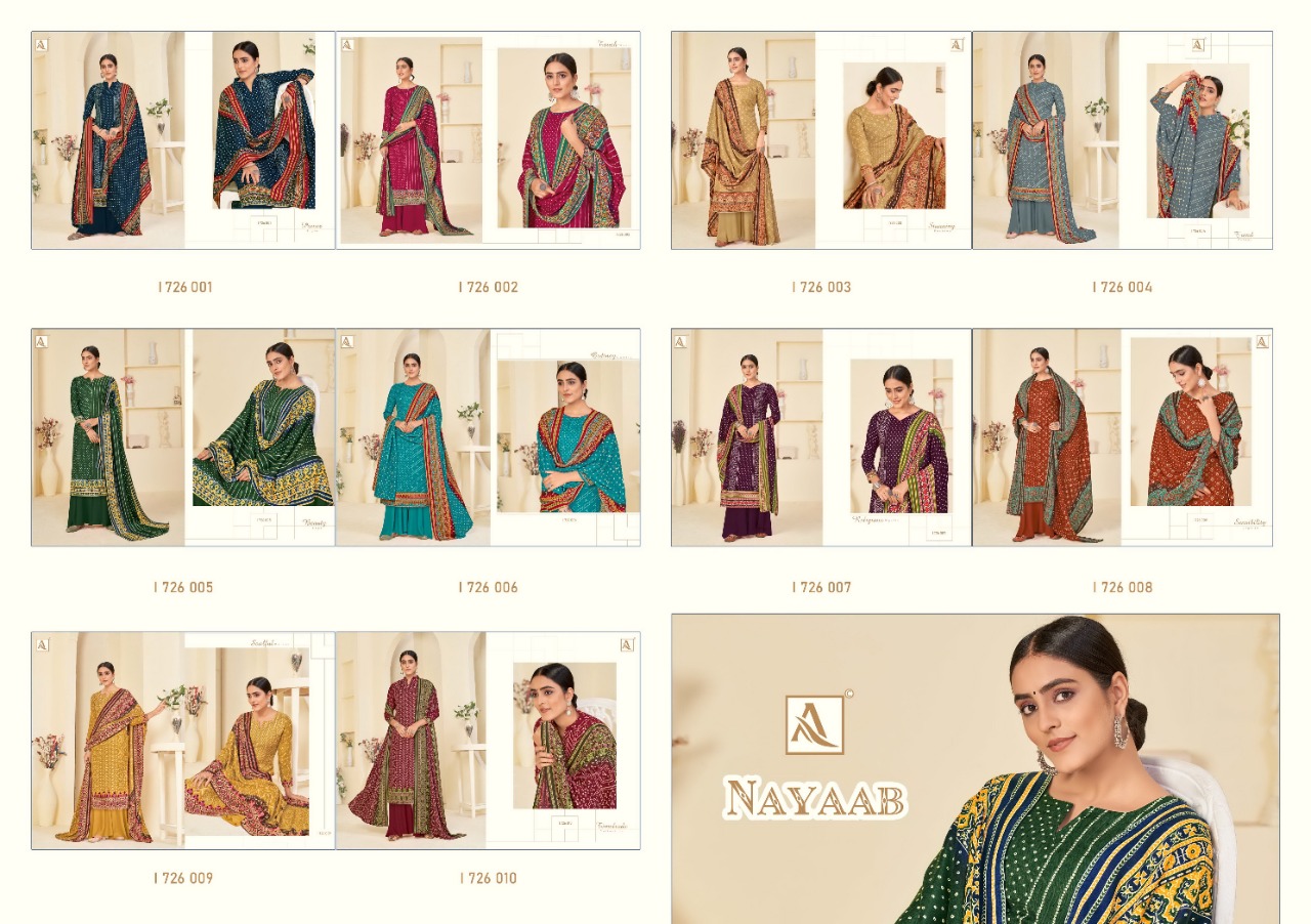 alok suit nayaab Pure Wool Pashmina Digital exclusive Print salwar suit catalog