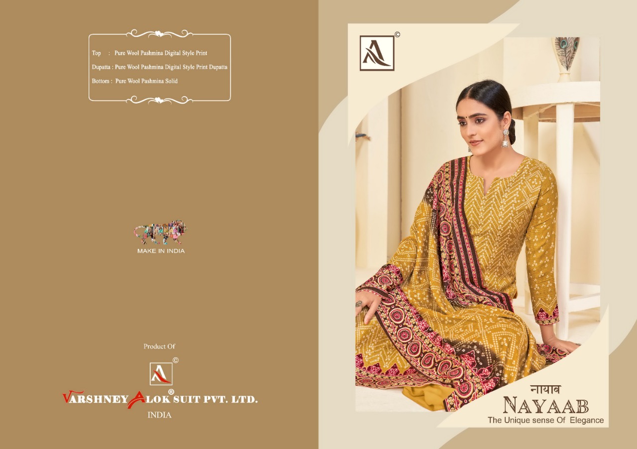 alok suit nayaab Pure Wool Pashmina Digital exclusive Print salwar suit catalog