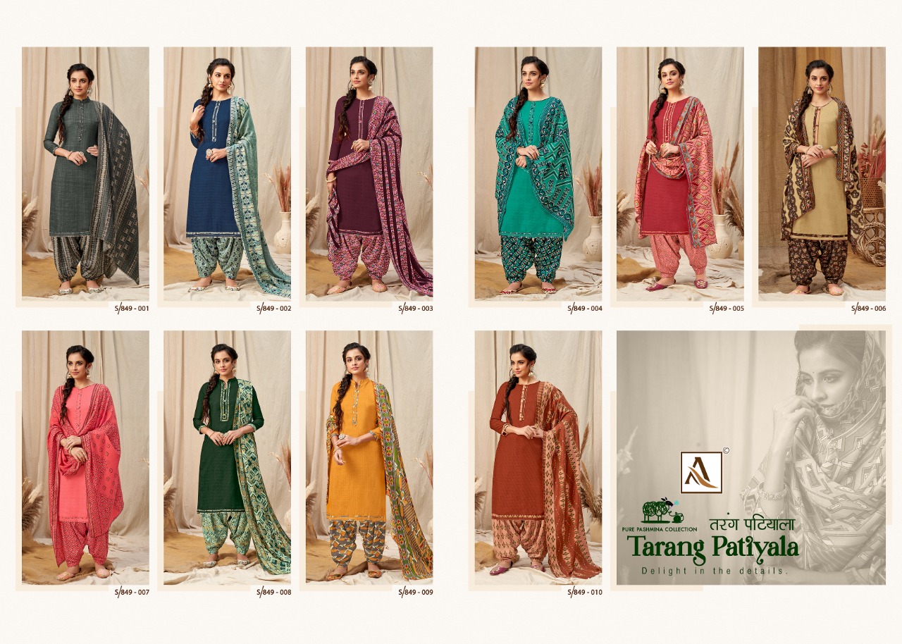 alok suit tarang patiyala pashmina new and modern style salwar suit catalog