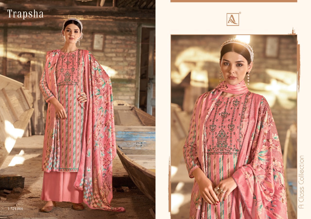 alok suit trapsha Pure Wool Pashmina Digital Style Patiyala Print salwar suit catalog