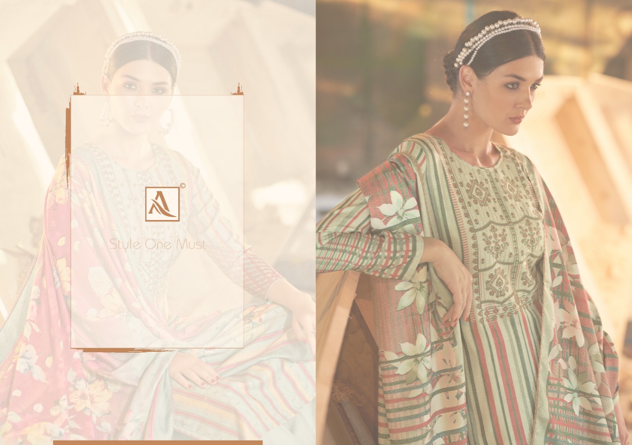 alok suit trapsha Pure Wool Pashmina Digital Style Patiyala Print salwar suit catalog