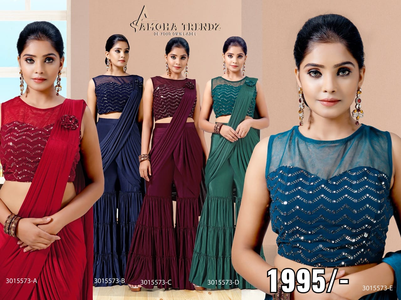 amoha trendz Design No 1015573 Imported Lycra attrective colours and look saree catalog