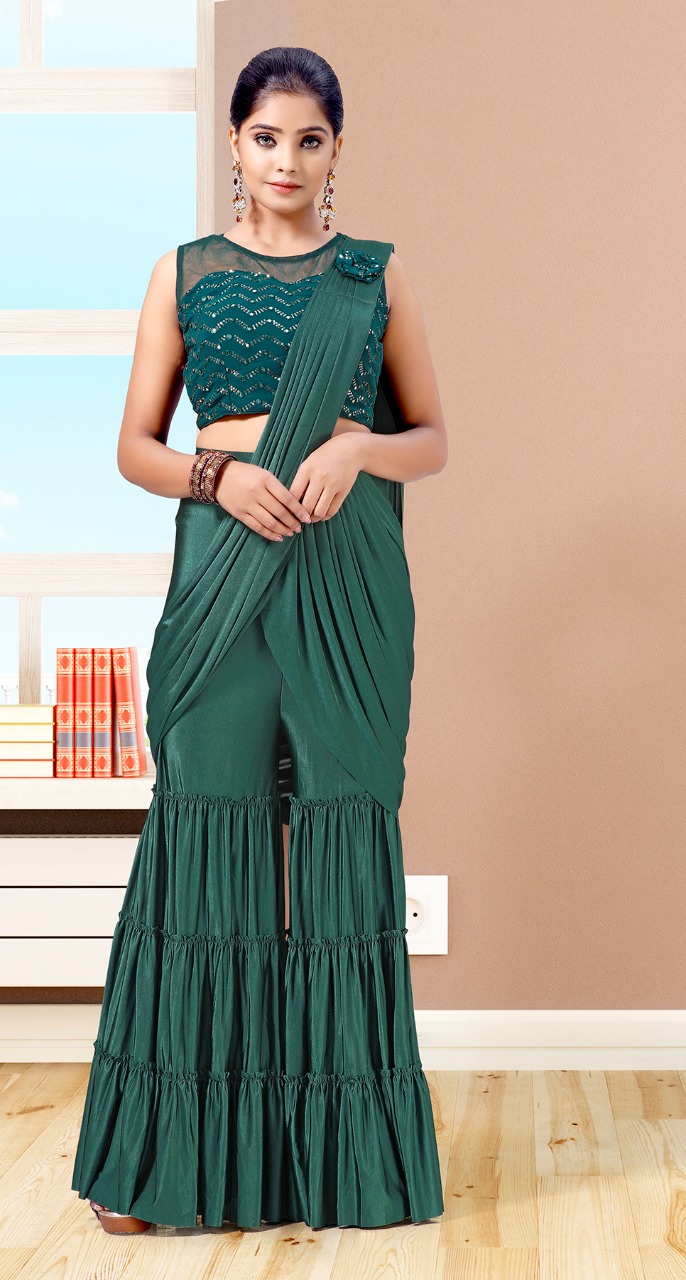 amoha trendz Design No 1015573 Imported Lycra attrective colours and look saree catalog