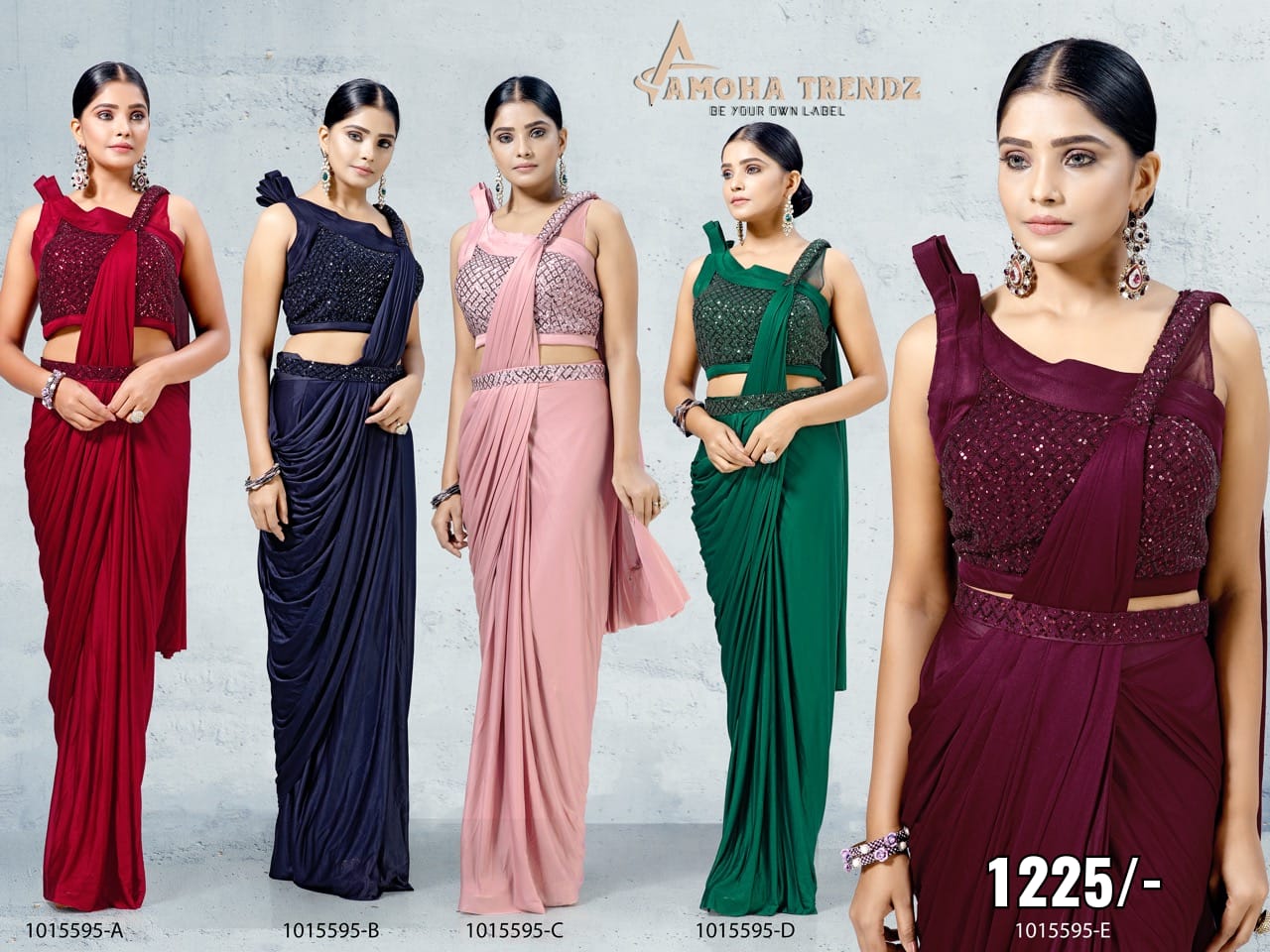 amoha trendz Design No 1015595 Imported Lycra attrective look saree catalog OLD