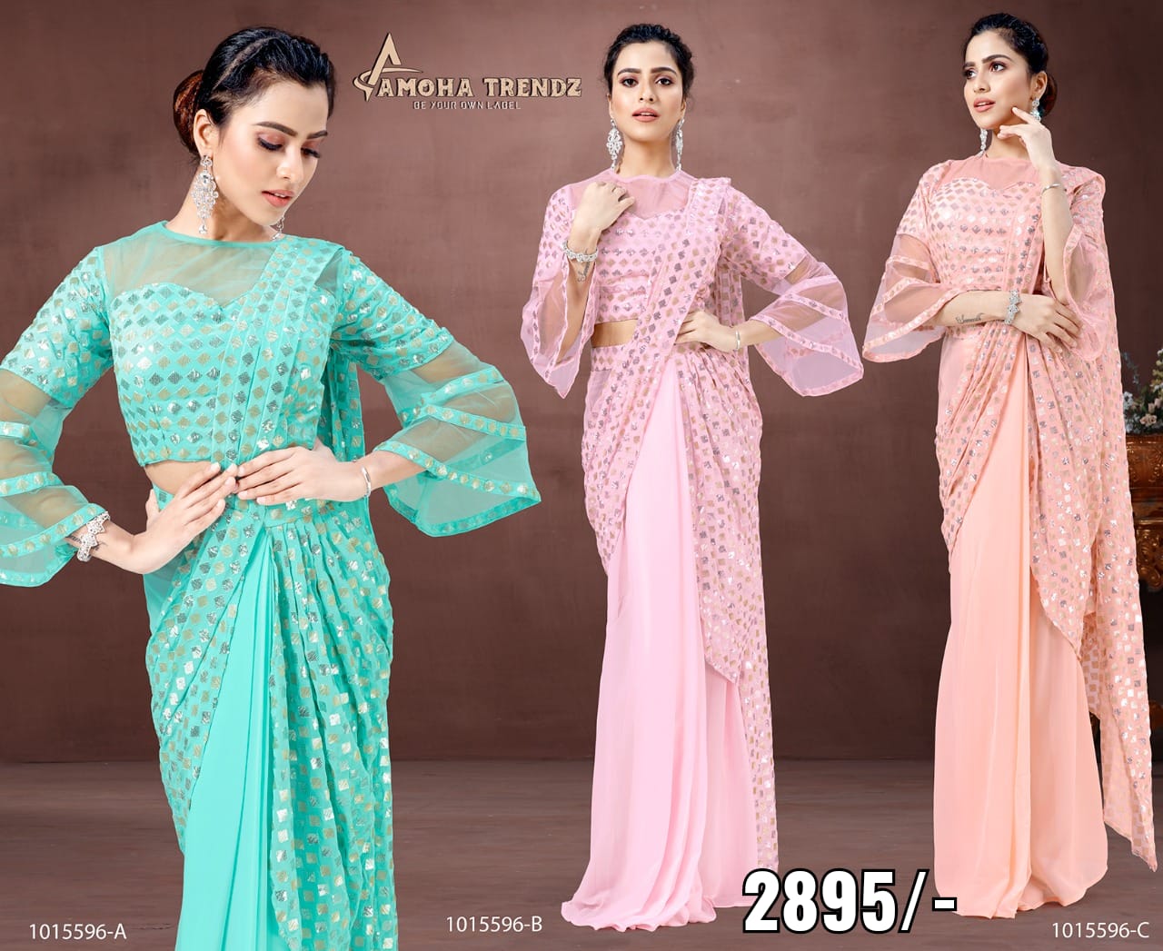 amoha trendz Design No 1015596 Imported Lycra astonish look saree catalog