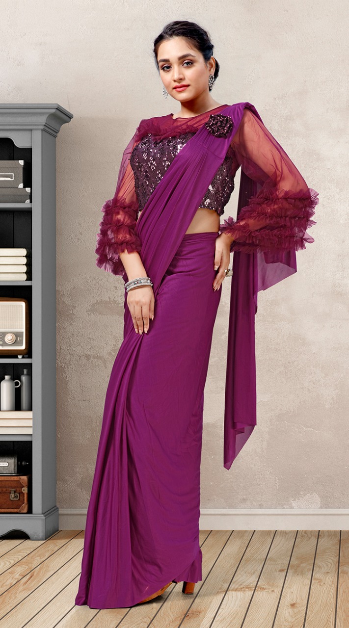 amoha trendz Design No 1015601 Imported Lycra catchy look saree catalog