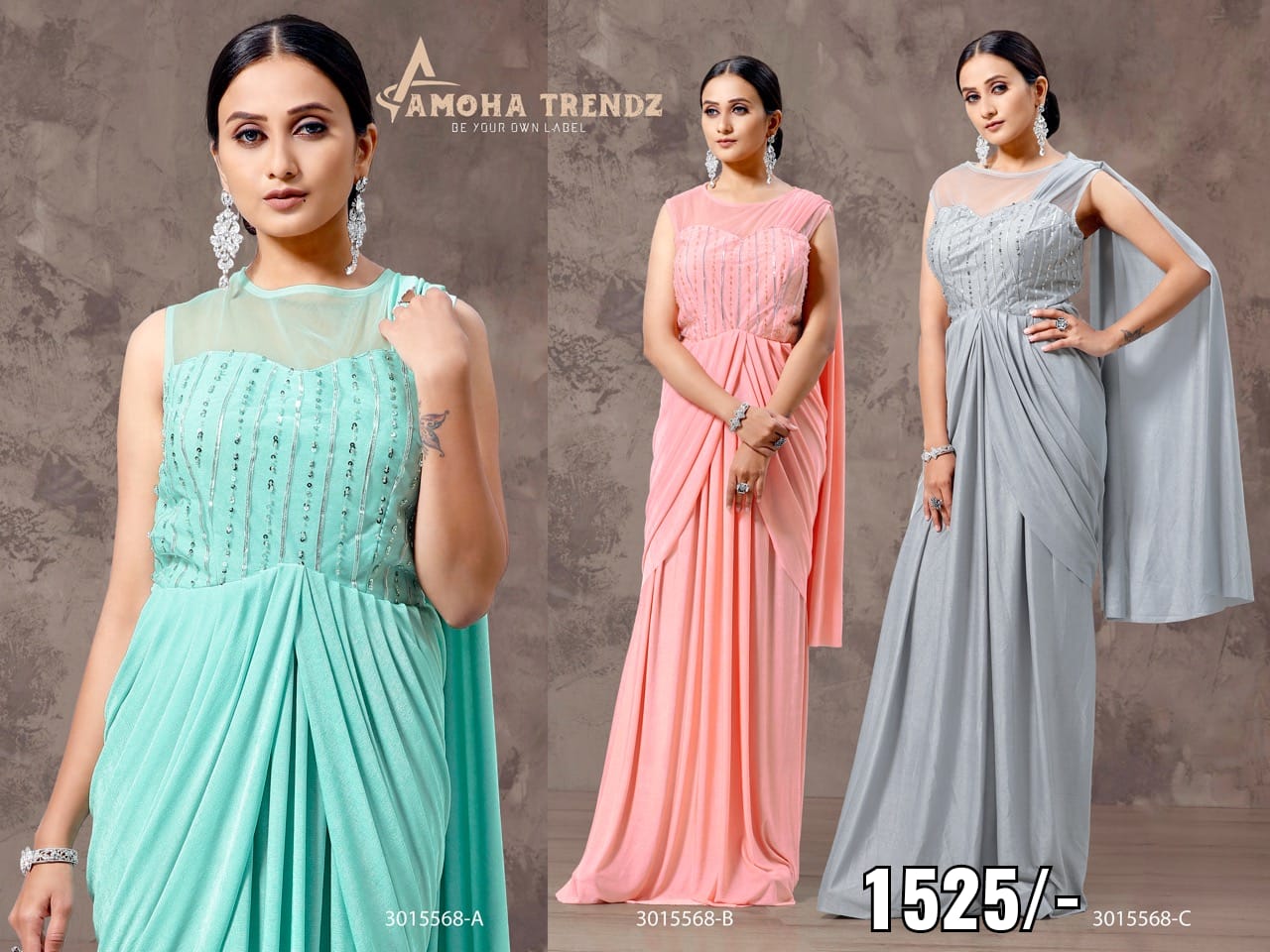 amoha trendz Design No 3015568 Imported Lycra Gorgeous  look saree catalog