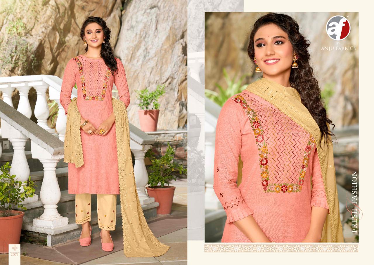 anju fabrics insta girls vol 1viscose new and modern style top pant and dupatta catalog