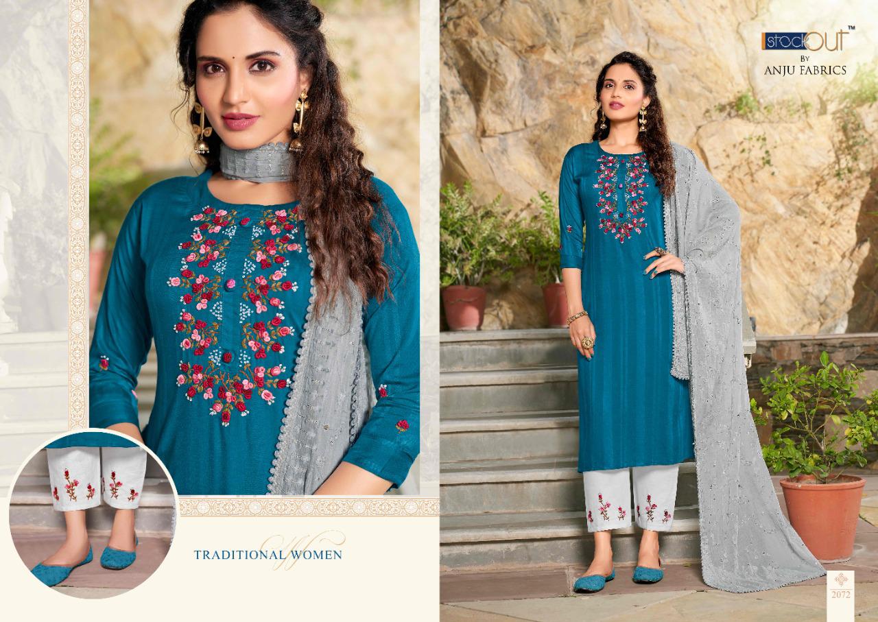 anju fabrics insta girls vol 1viscose new and modern style top pant and dupatta catalog