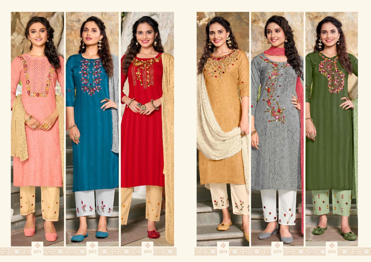 anju fabrics insta girls vol 1viscose new and modern style top pant and dupatta catalog