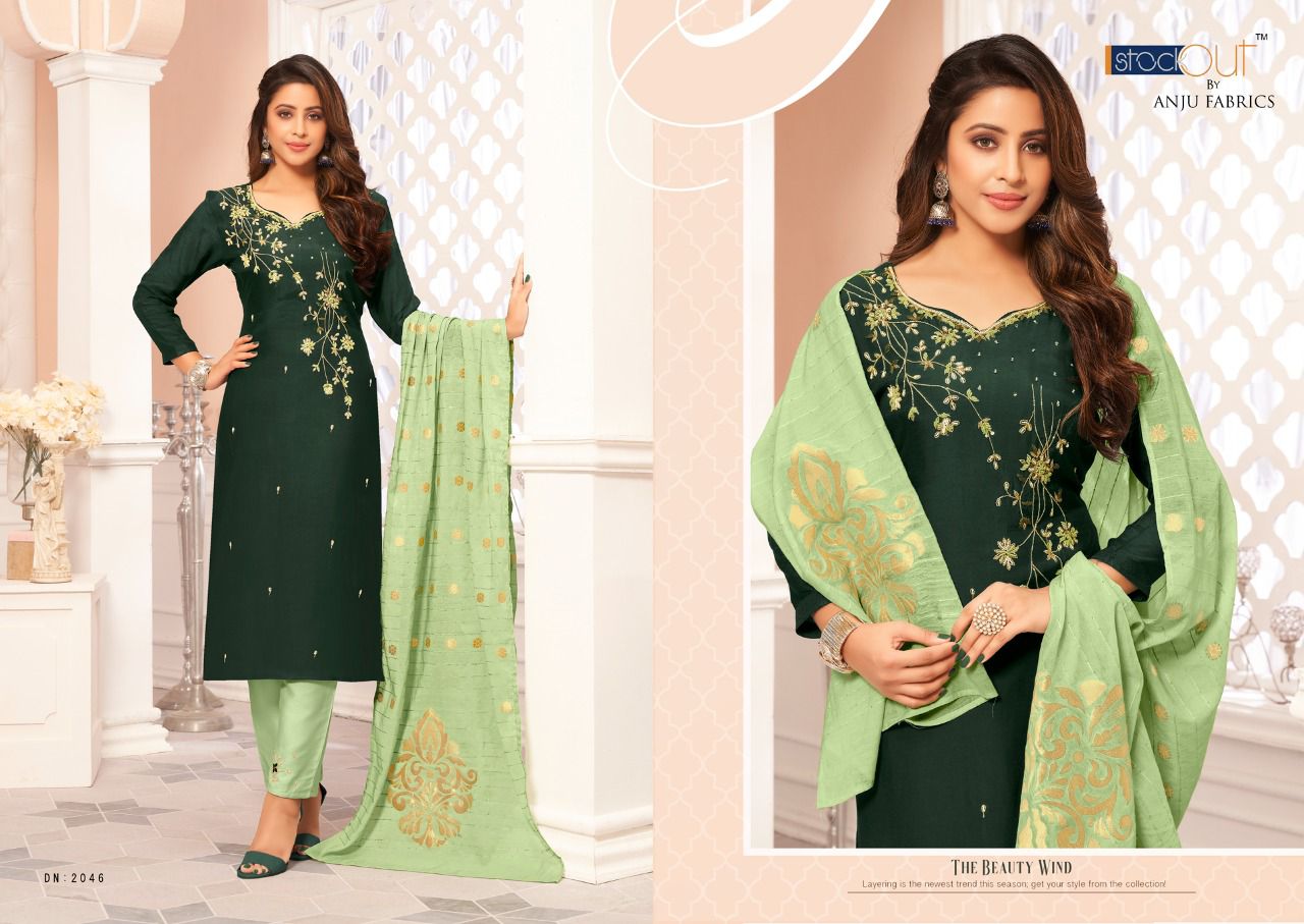 anju fabrics navnoor viscose new and modern style top bottom and dupatta catalog