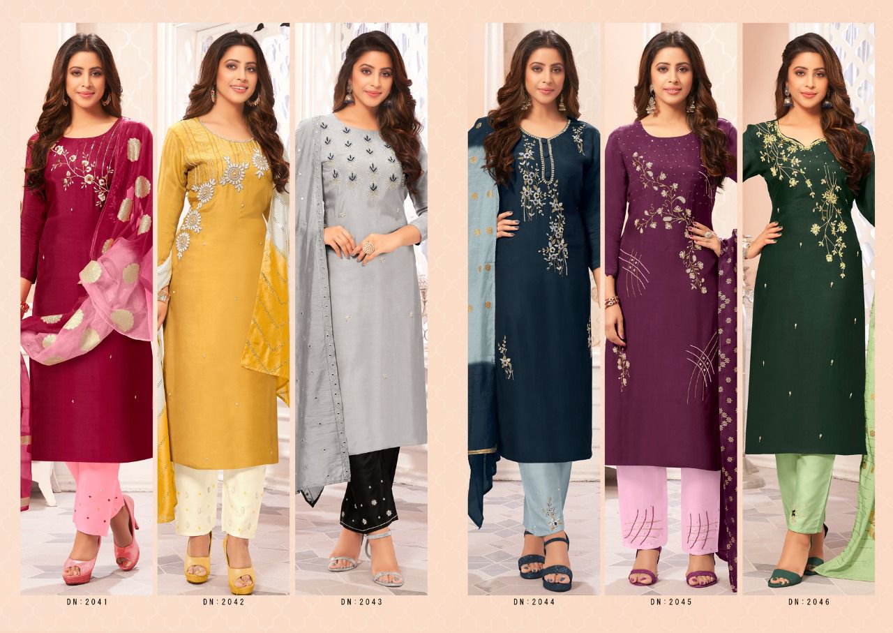 anju fabrics navnoor viscose new and modern style top bottom and dupatta catalog