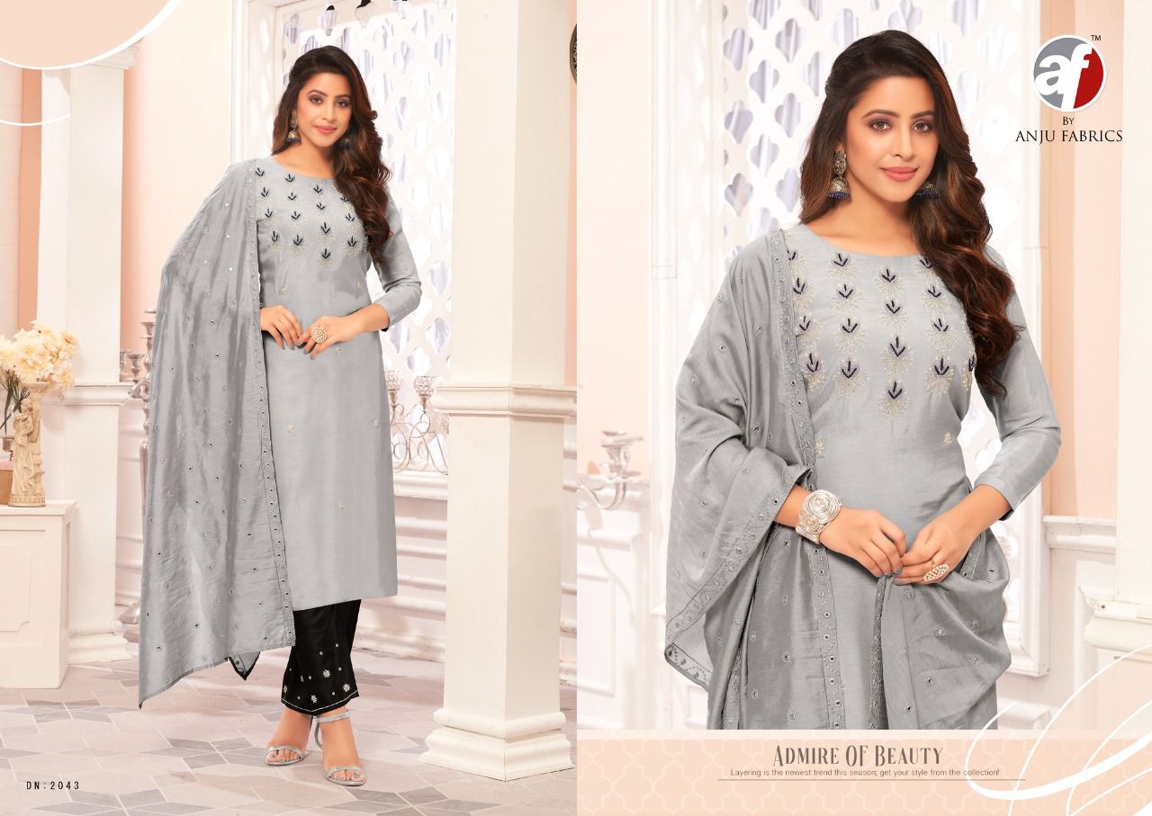 anju fabrics navnoor viscose new and modern style top bottom and dupatta catalog