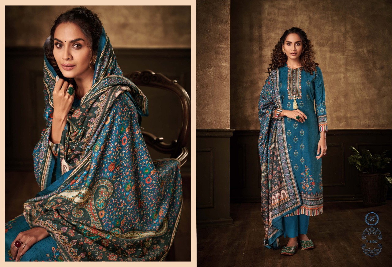 beliza desianer studio minakari pashmina astonishing look digital print salwar suit catalog