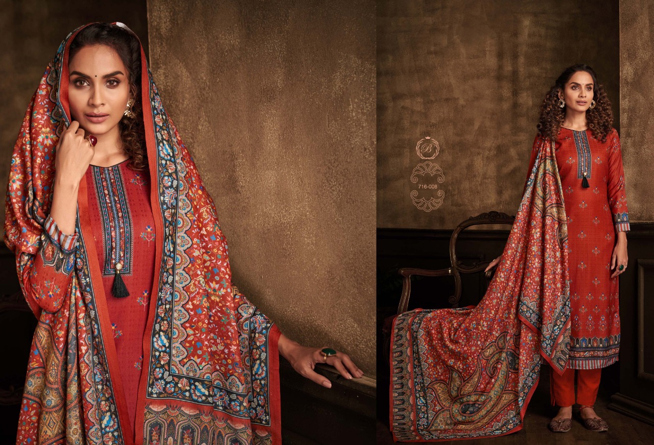 beliza desianer studio minakari pashmina astonishing look digital print salwar suit catalog