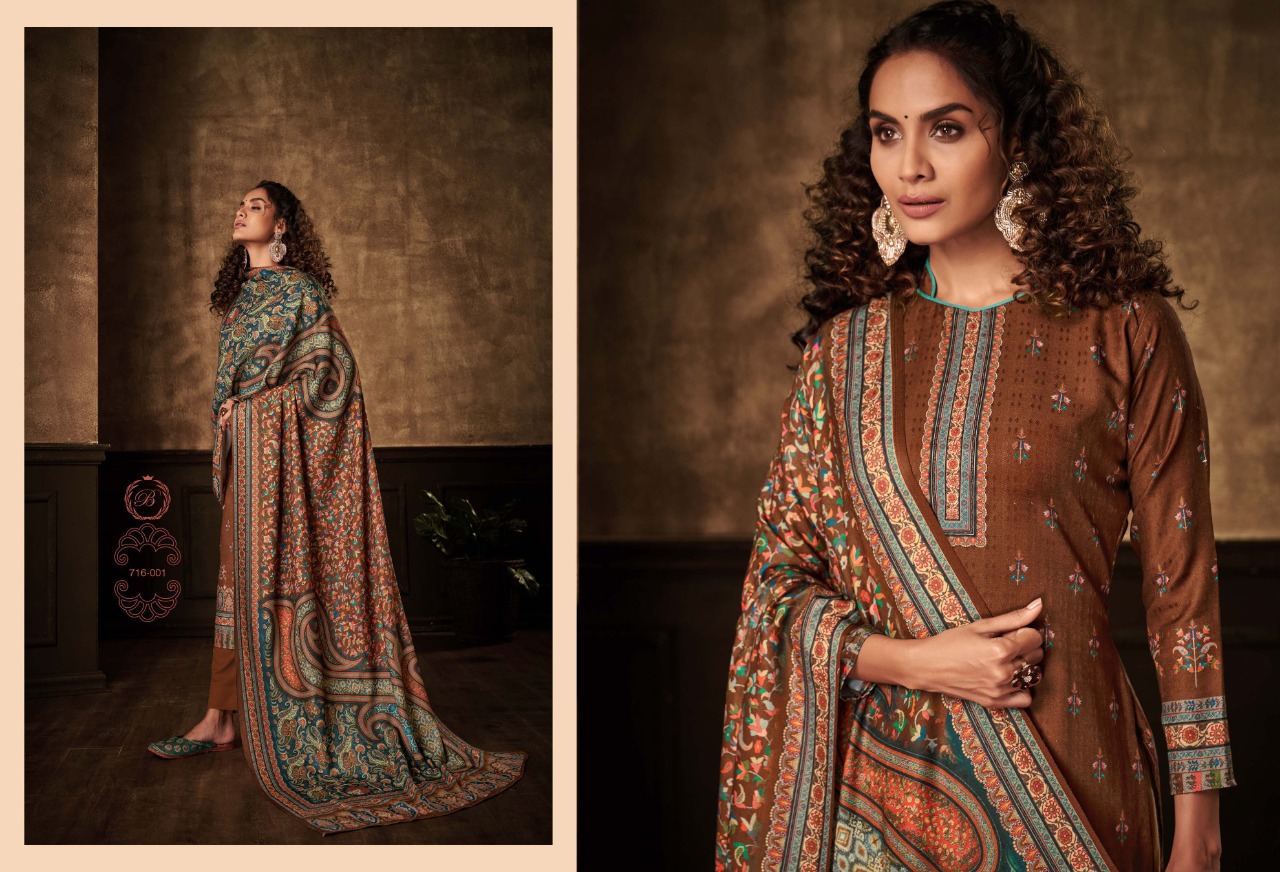 beliza desianer studio minakari pashmina astonishing look digital print salwar suit catalog