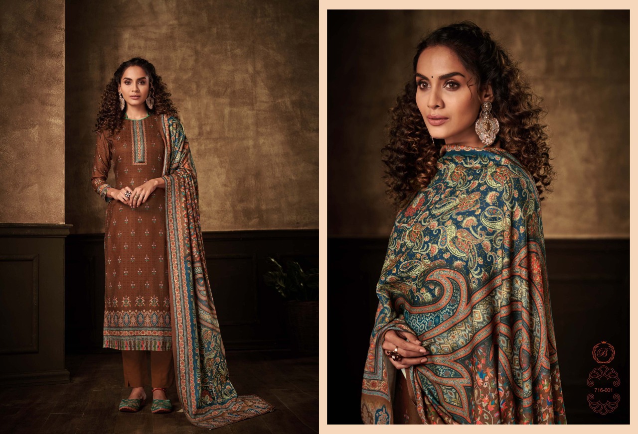 beliza desianer studio minakari pashmina astonishing look digital print salwar suit catalog