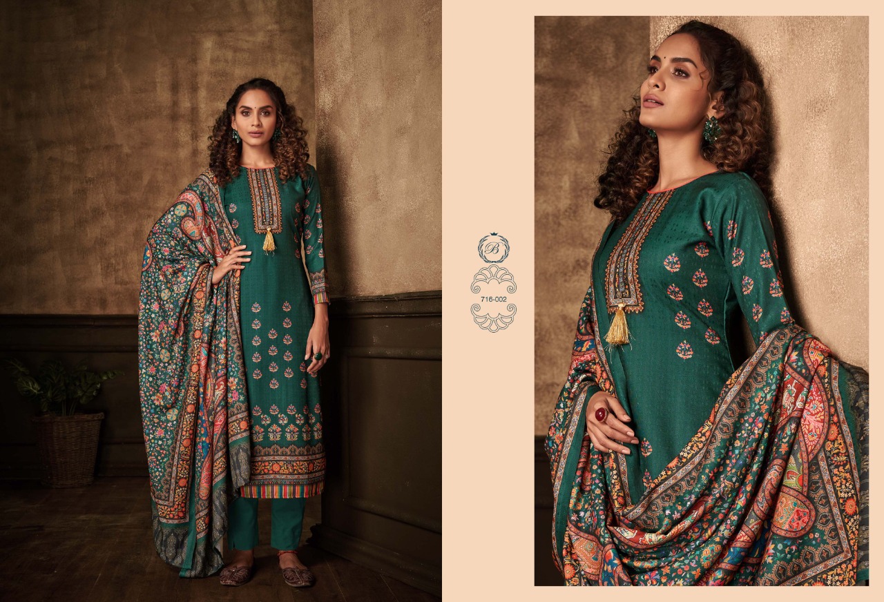 beliza desianer studio minakari pashmina astonishing look digital print salwar suit catalog