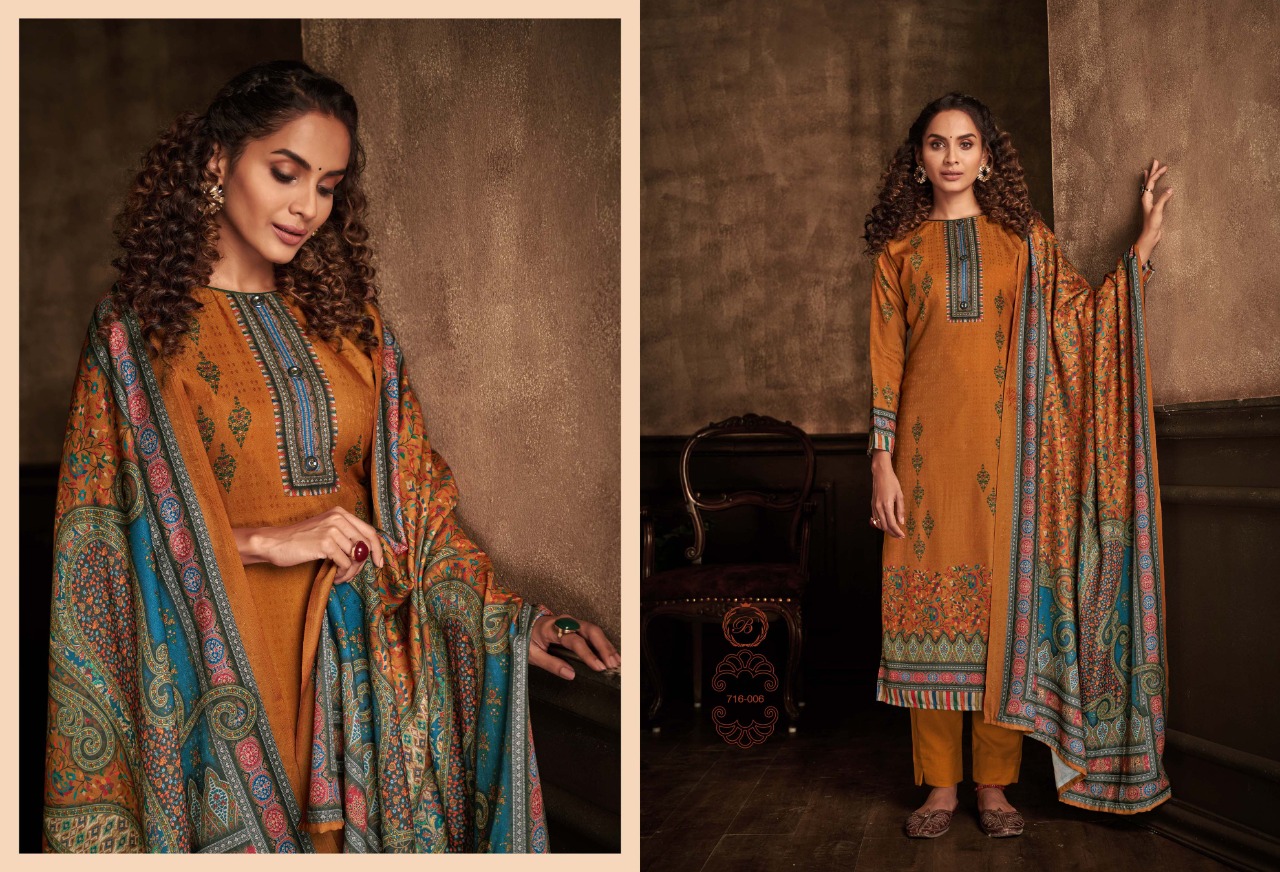 beliza desianer studio minakari pashmina astonishing look digital print salwar suit catalog