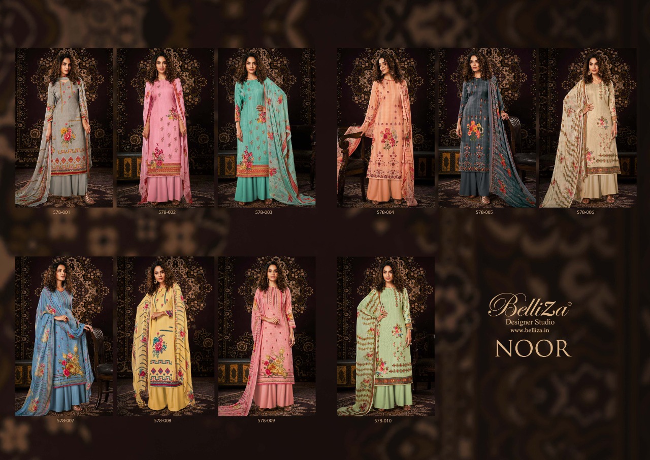 beliza desianer studio noor pashmina astonishing look digital print salwar suit catalog