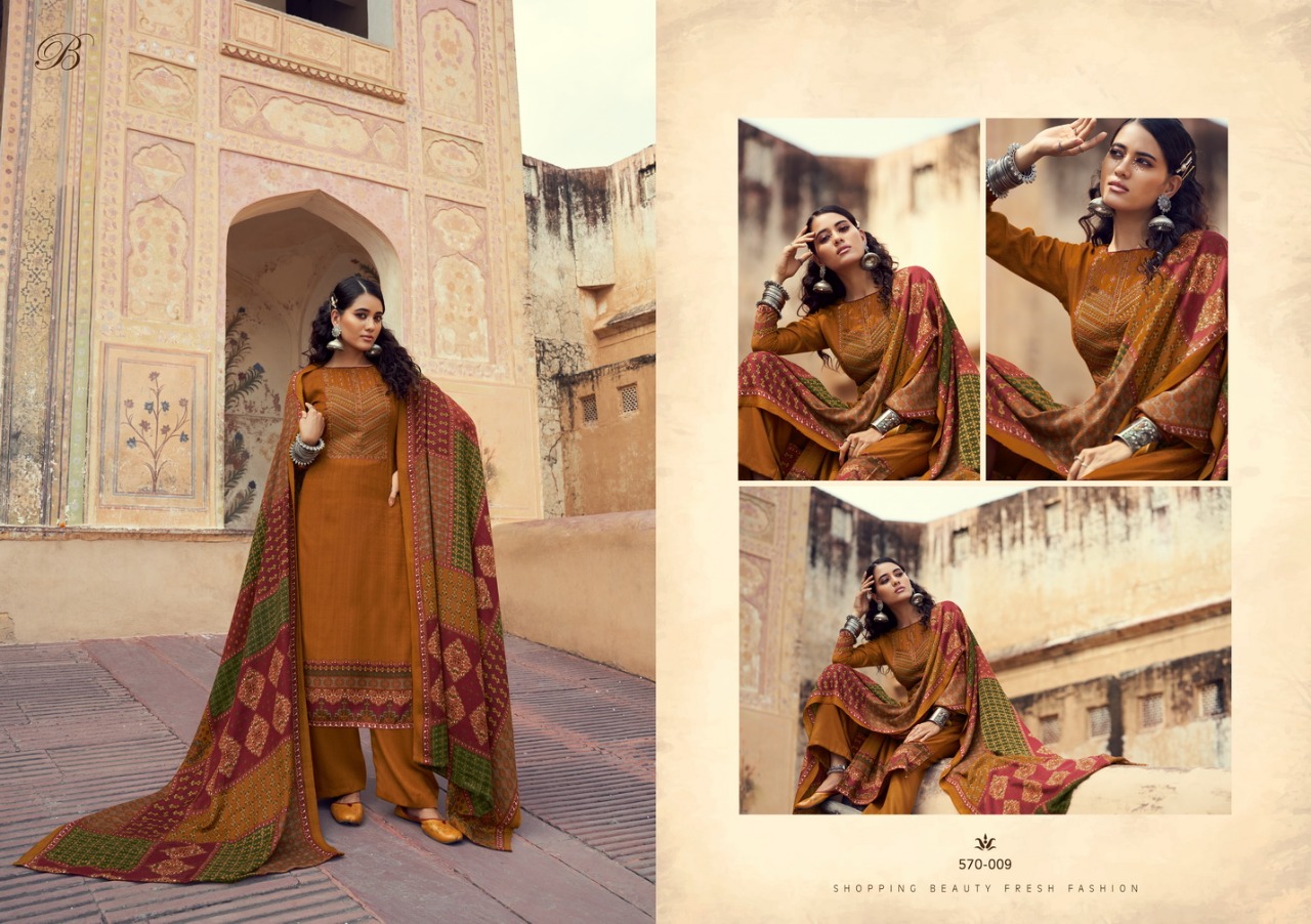 beliza desianer studio swara pashmina astonishing look digital print salwar suit catalog