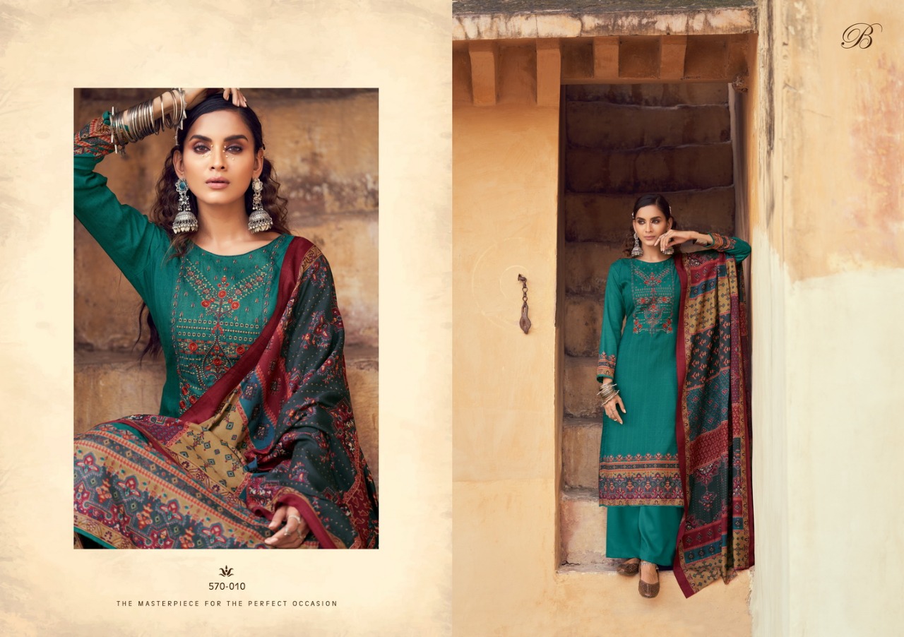 beliza desianer studio swara pashmina astonishing look digital print salwar suit catalog