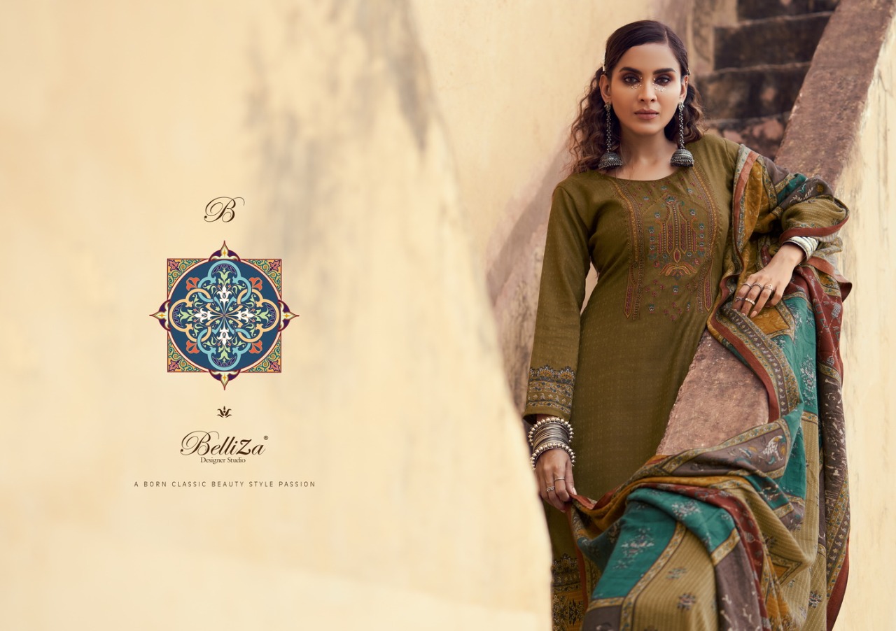 beliza desianer studio swara pashmina astonishing look digital print salwar suit catalog