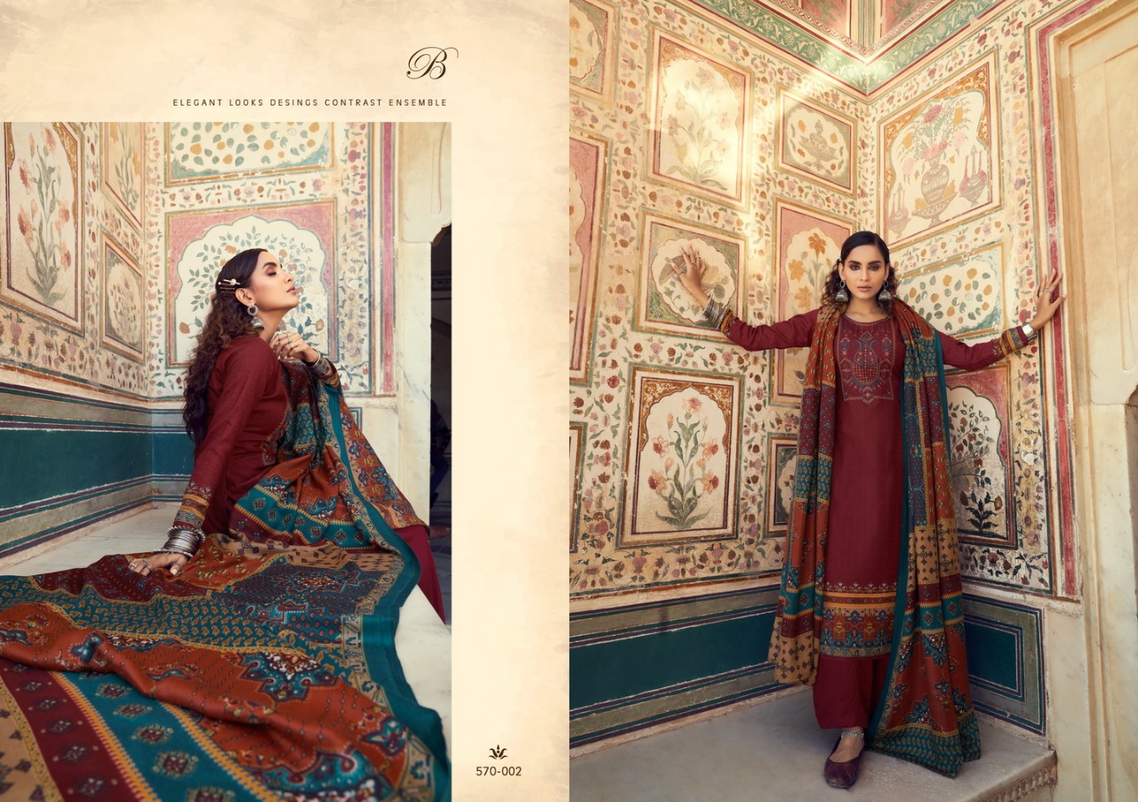 beliza desianer studio swara pashmina astonishing look digital print salwar suit catalog