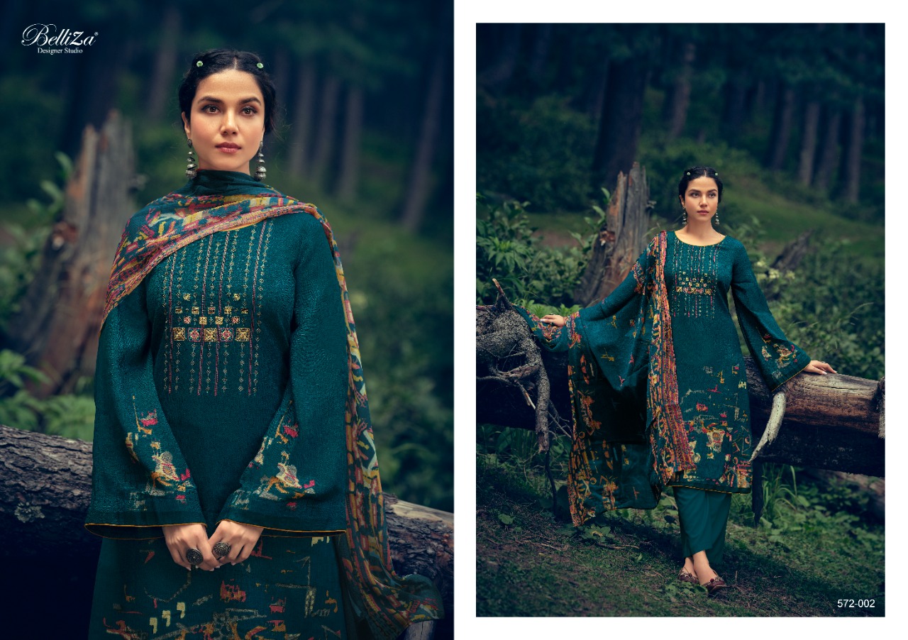 belliza designer studio aveera pashmina exclusive print salwar suit catalog