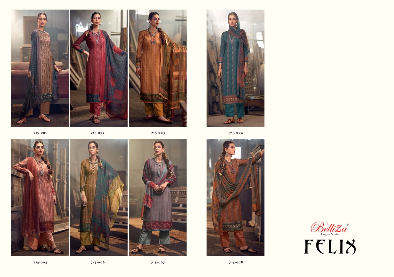 belliza designer studio felix pashmina decent look salwar suit catalog