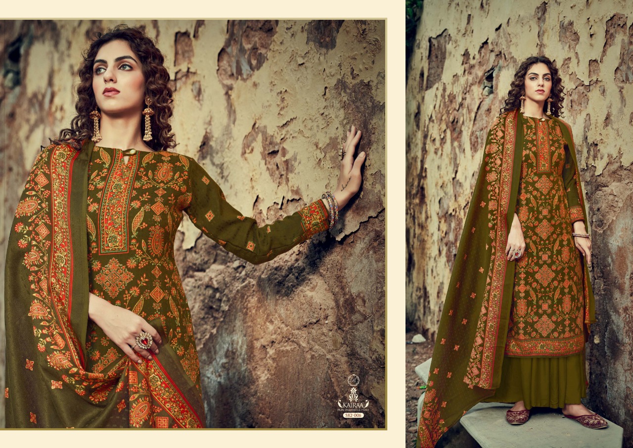 belliza designer studio Kairaa pure pashmina exclusive print salwar suit catalog