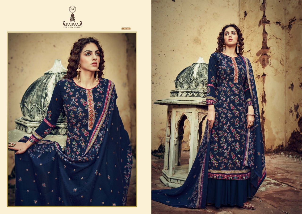 belliza designer studio Kairaa pure pashmina exclusive print salwar suit catalog