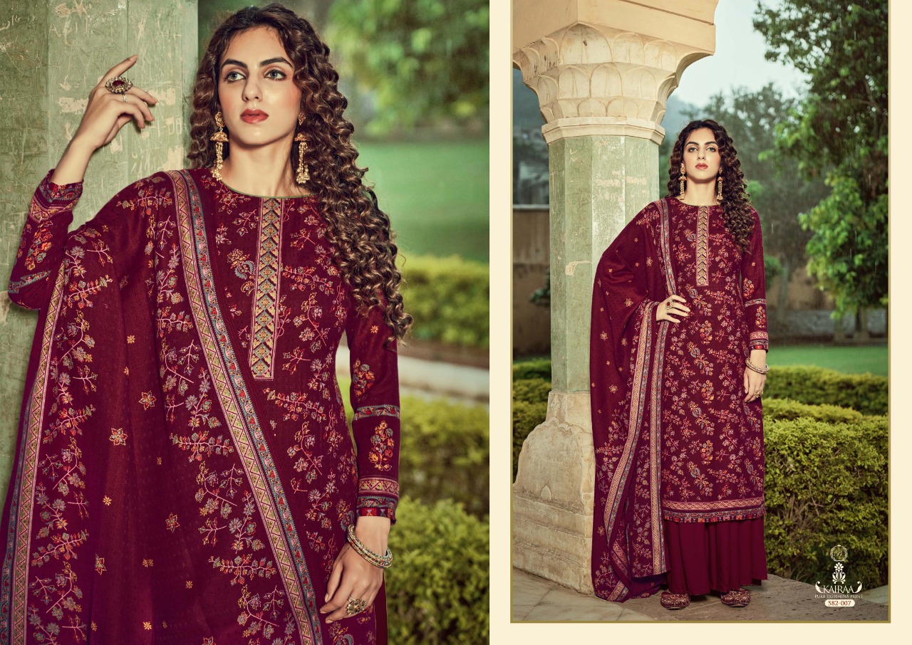 belliza designer studio Kairaa pure pashmina exclusive print salwar suit catalog