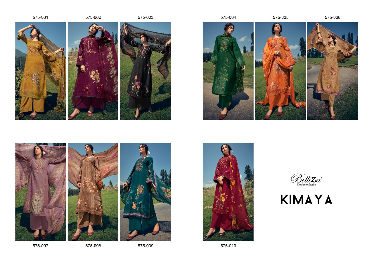 belliza designer studio kimaya pure pashmina exclusive print salwar suit catalog