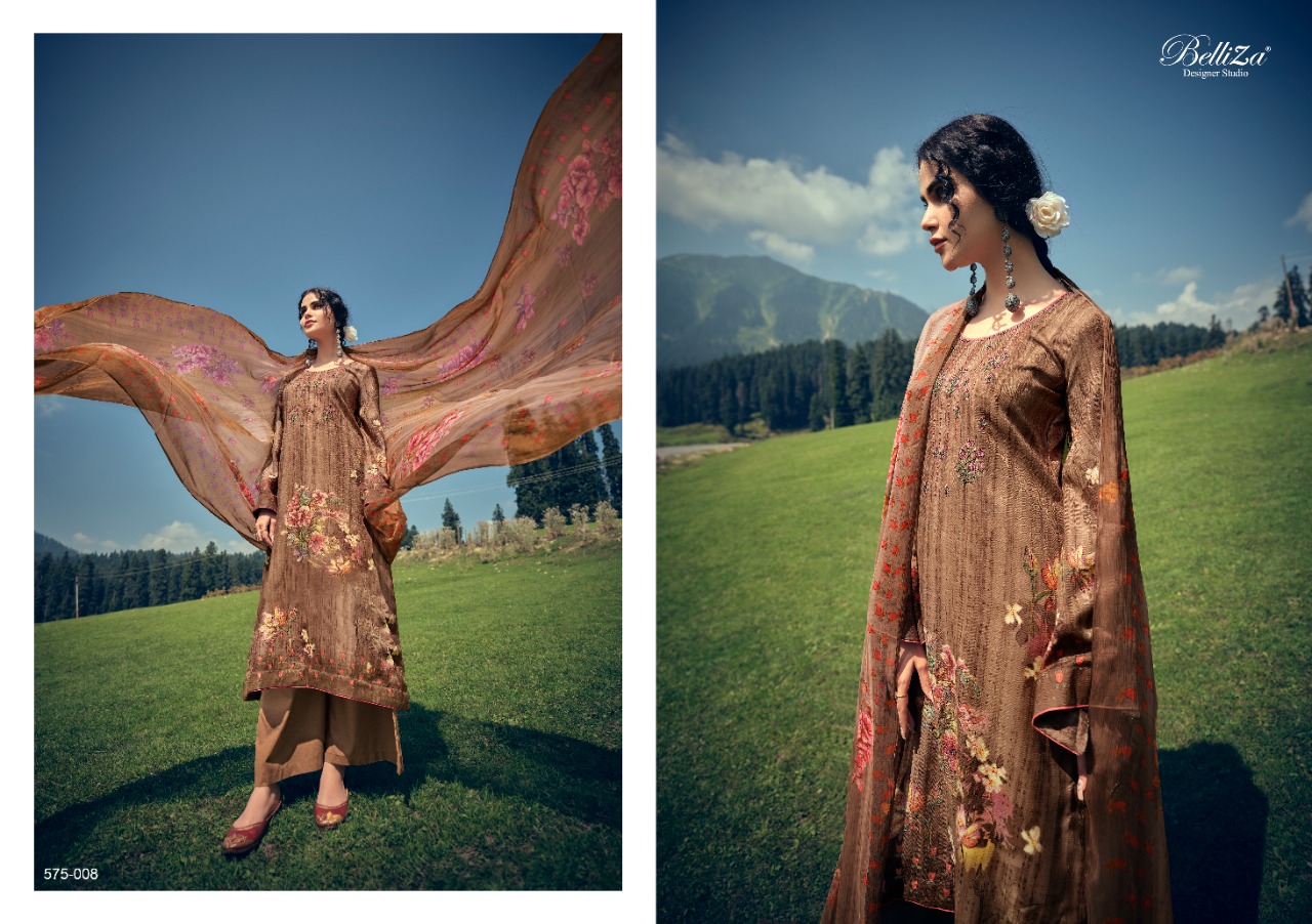 belliza designer studio kimaya pure pashmina exclusive print salwar suit catalog