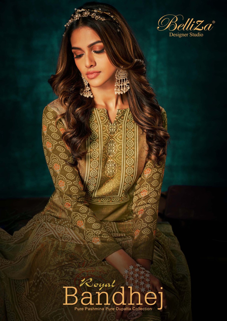 belliza designer studio royal bandhej pashmina exclusive print salwar suit catalog