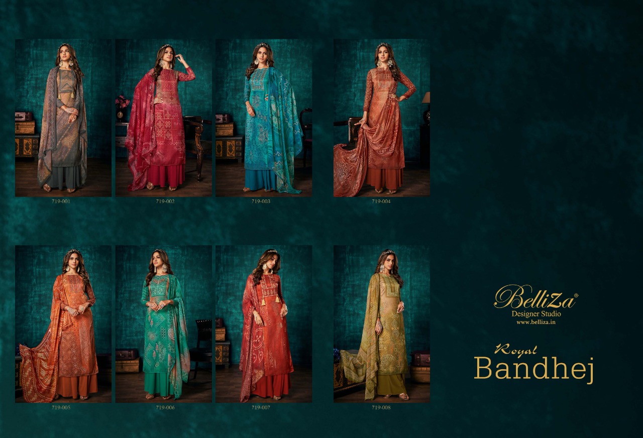 belliza designer studio royal bandhej pashmina exclusive print salwar suit catalog