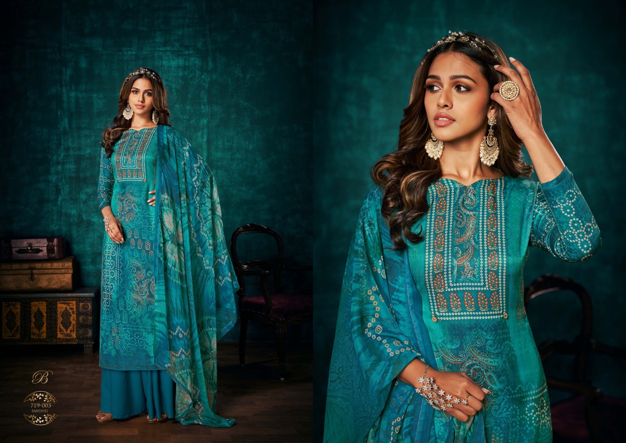 belliza designer studio royal bandhej pashmina exclusive print salwar suit catalog