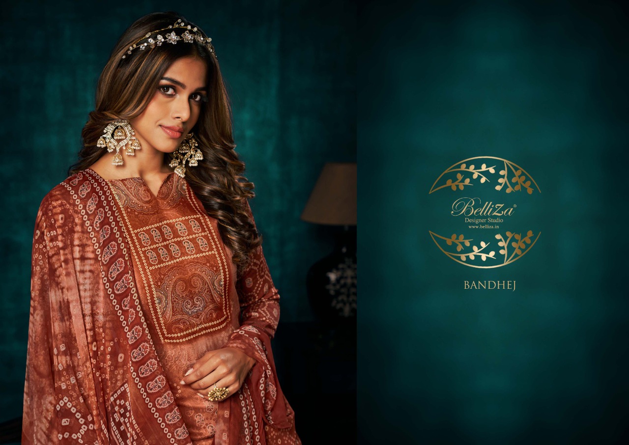 belliza designer studio royal bandhej pashmina exclusive print salwar suit catalog