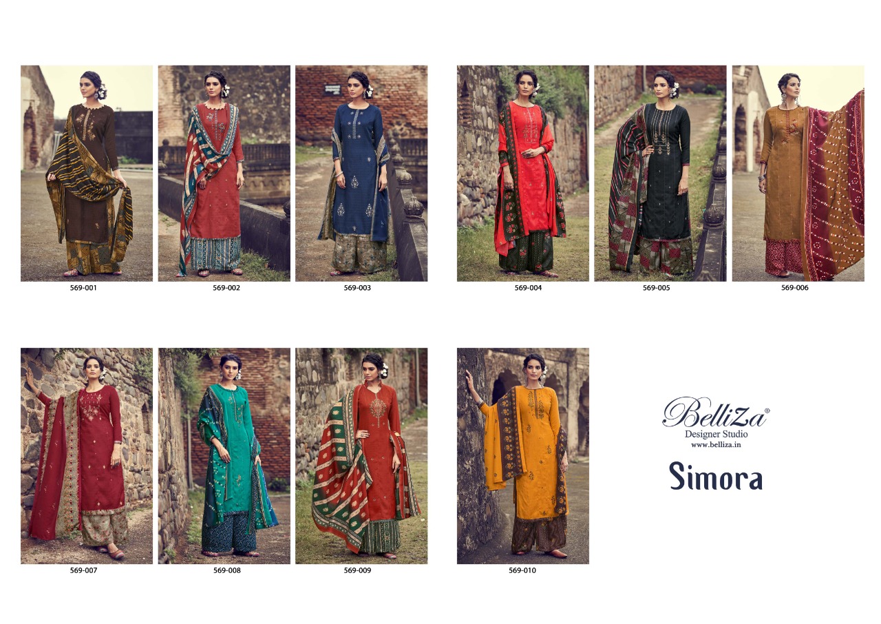 belliza designer studio simora pashmina exclusive print salwar suit catalog