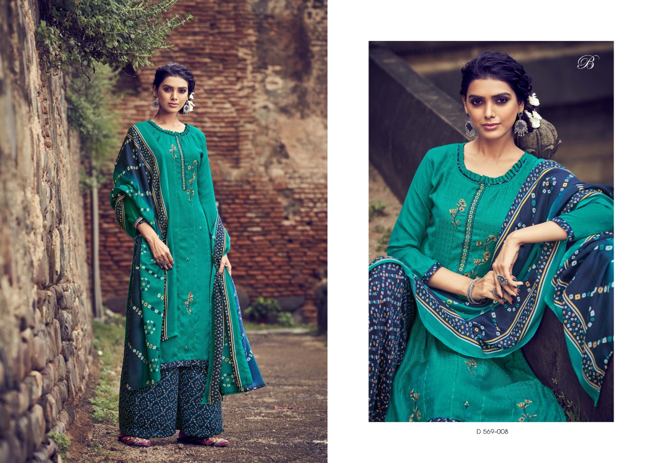 belliza designer studio simora pashmina exclusive print salwar suit catalog