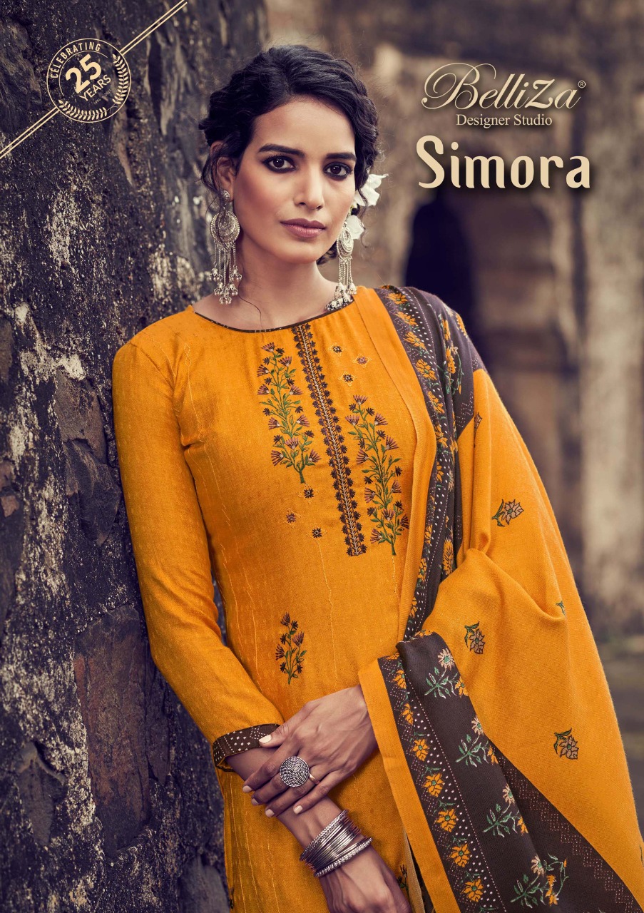 belliza designer studio simora pashmina exclusive print salwar suit catalog